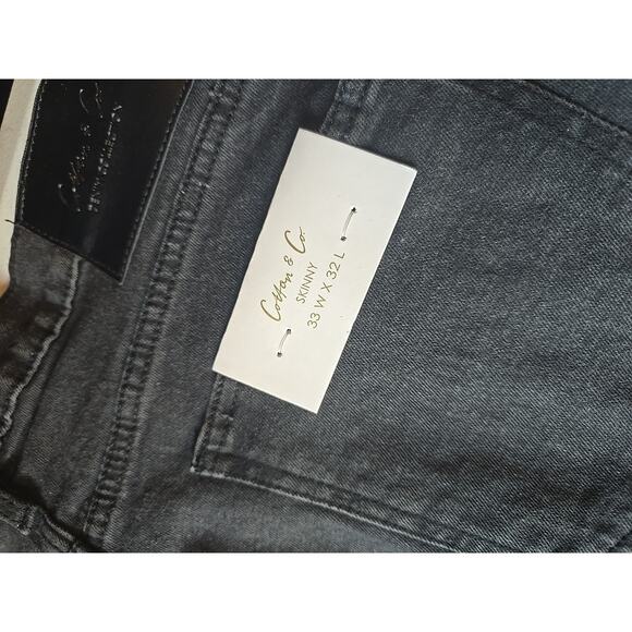 Cotton & Co.‎ Jeans Men's 33x32 Stealth Grey Dark Wash Slim Straight Leg Jeans - Picture 9 of 10